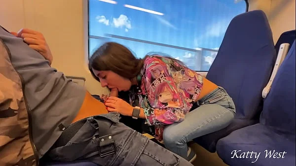 Blowjob on the train for a stranger in Public