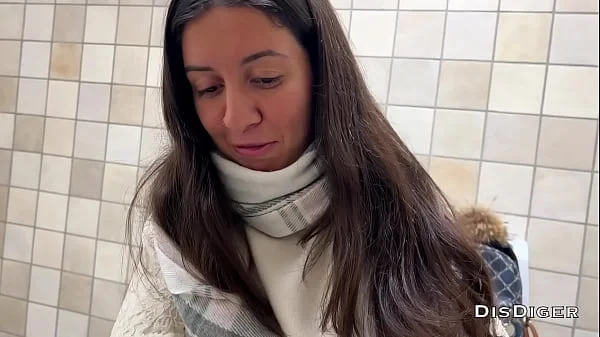 Real Porn Casting in a Public Toilet of a Shopping Center