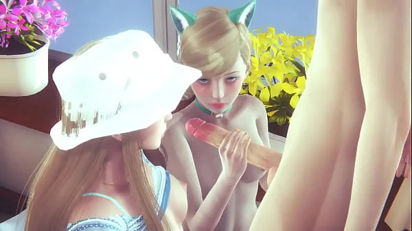 Hentai Uncensored - Blonde catgirl and friend get fucked several times - Japanese Asian Manga Anime Film Game Porn