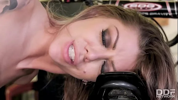 Trashy MILF Karma RX Rides the Motorcycle Repairman's Hotrod