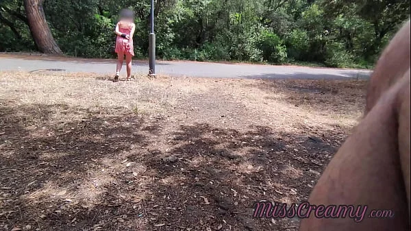 Flashing my dick in front of a young girl in public park and facial cumshot It's very risky with people walking around 4K - MissCreamy