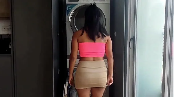 Latina stepmom get stuck in the washer and stepson fuck her !